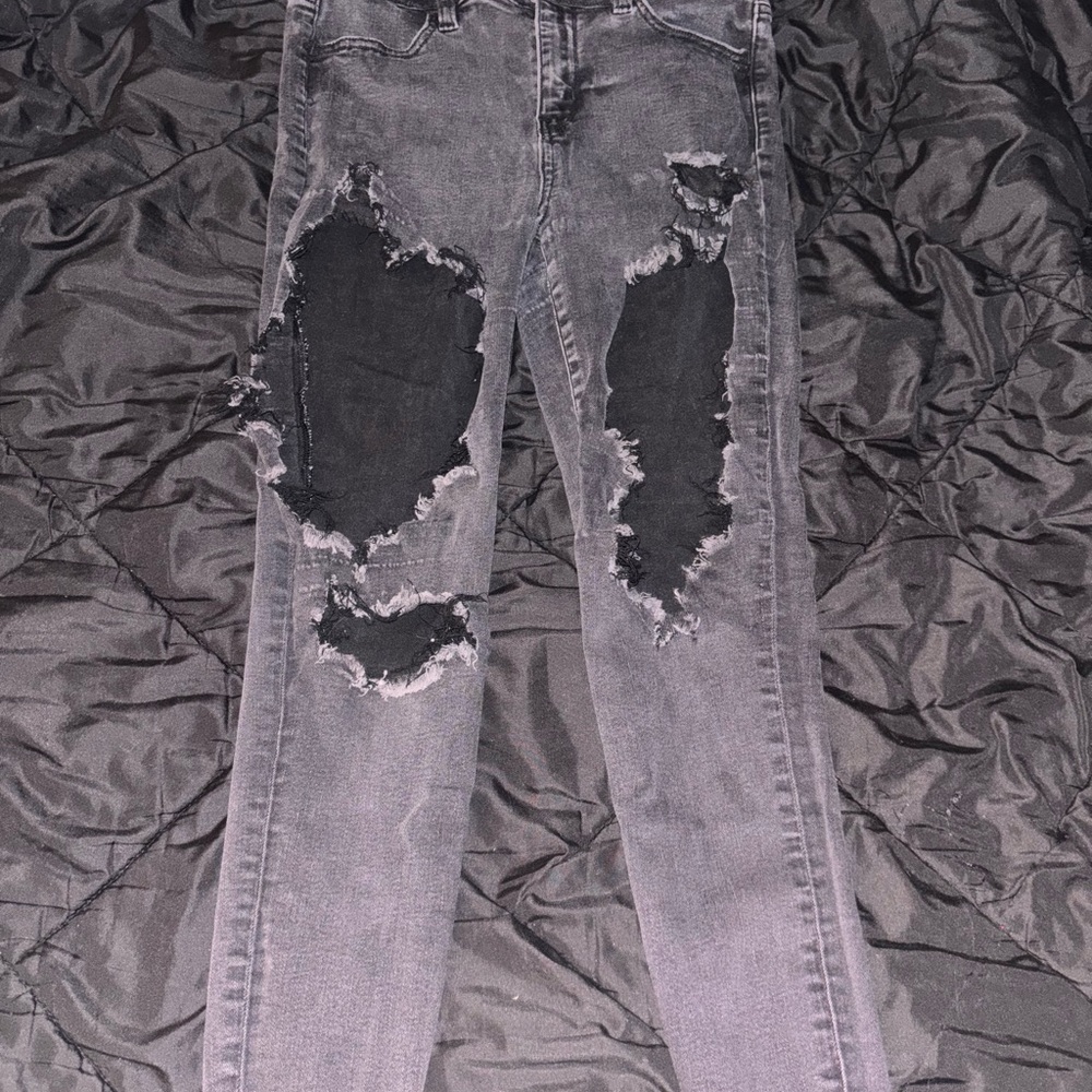 American Eagle Outfitters Black Distressed Skinny Jeans